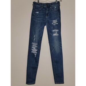 American Eagle Outfitters Women High Waisted Skinny Jeans Ripped Size 2L